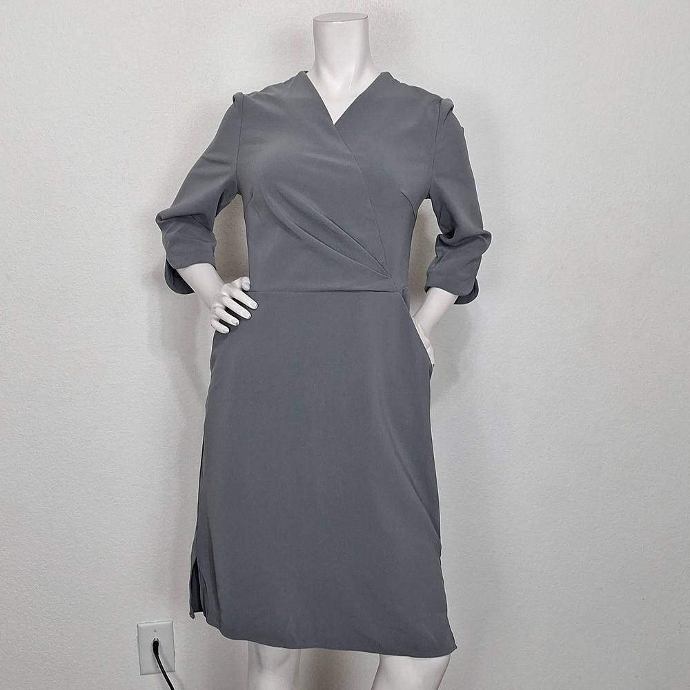 August 1 Eight Gray 3/4 Sleeve Careerwear Preppy Knee Length Pencil Dress Size M